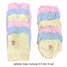 6 SET Setelan Baju Kutung Warna dan Celana Pendek Segitiga umur 0-6 bulan/baju santai/celana santai/celana rumah/anak laki-laki/anak perempuan