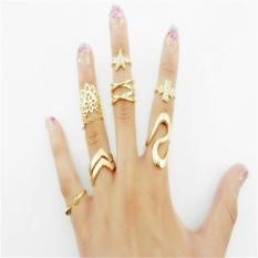 7 Pcs Wanita Modis Punk Emas Stack Di Atas Buku Lingkaran Tali Midi Cincin Set Hadiah Emas Set-Internasional