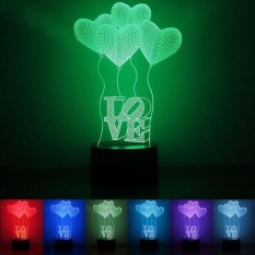 90 S Murah 3D Lover Heart Colorful Berkedip DIPIMPIN Malam LightasValentines Day Gift-Intl