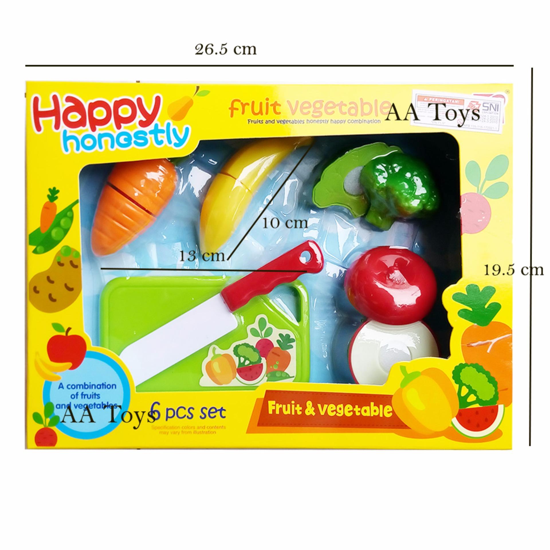 AA Toys Mainan Buah Potong 6 Pcs Set Fruit Vegetable