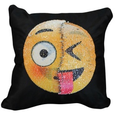 Adorable 2 Sisi 2 Suasana Hati Payet Bantal Cover Cute Ekspresi Perubahan Pillowcase Lucu Bantal Mobil Bantal Kursi Gaya: Lidah Lidah/muddy Force Ukuran: 40*40 Cm-Intl