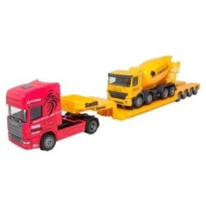 Affluent Town 1:64 Die-Cast Scania Carrier Trailer Truck &Concrete Mixer Model - intl