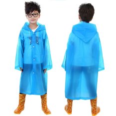 Usia 6 ~ 12 Jas Hujan Ponco Jas Hujan Anak Berkerudung Panjang Hujan Sampul Biru