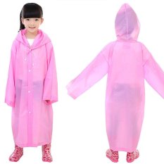 Anak-anak Usia 6 ~ 12 Hujan Ponco Jas Hujan Jaket Berkerudung Panjang Menutupi Pakaian Hujan Berwarna Merah Muda