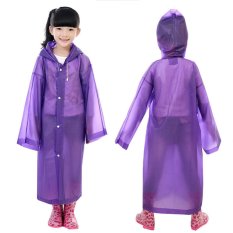 Usia 6 ~ 12 Jas Hujan Ponco Jas Hujan Anak Berkerudung Penutup Lama Hujan Ungu