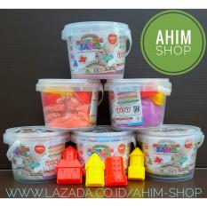 Ahim Shop - 1pc Mainan Edukatif Modeling Sand Pasir Ajaib Kinetik 400g + FREE 4 Cetakan Castle & Ember Penyimpanan (Warna Acak)