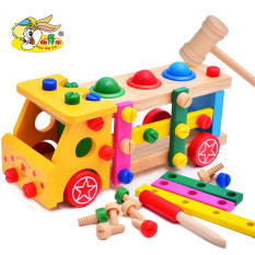 Anak usia dini puzzle kayu dipasangkan blok bangunan mainan blok bangunan