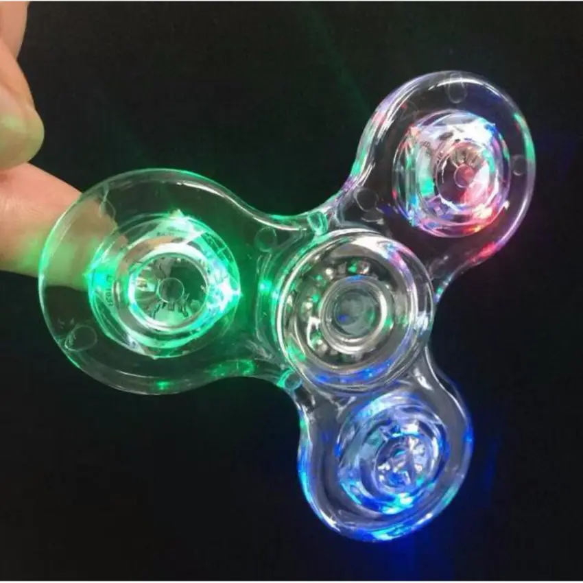 Harga angel fidget hand spinner transparan kristal led tri spinner mainan anti stress penghilang | HARGALOKA