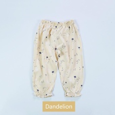 Anti-nyamuk Celana Rumah AC Pants Cotton Linen Tipis Musim Panas Bayi Perempuan Floral-Dandelion-Intl