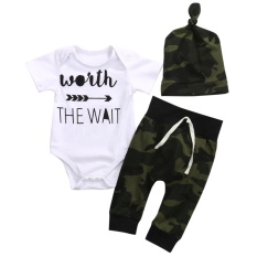 Bayi Boys Pakaian Set Baju Mainan Anak-anak + Kamuflase Celana + Hat Pakaian Bayi-Intl
