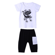 Children Kodok Bayi Motif Putih Kemeja + Hitam Celana