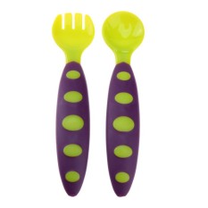 Baby Feeding Eating Spoon with Fork Set Baby Dishes Dining Training Tool - intl