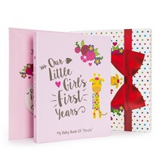 Baby Girl Gift Set with Baby Memory Book & Monthly Stickers: Modern Photo Journal & Keepsake Album for Girls - First 5 Years - Shower Gift Idea for Mom, Dad or Grandparents - intl