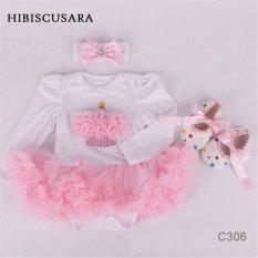Bayi Gadis Bayi 3 Pcs Pakaian Set Baju Monyet + Headband + Shoes Natal Perapi Putri Tutu Baju Monyet Gaun/Jumpsuit Xmas BEBE Partai Birthday Costumes-Intl