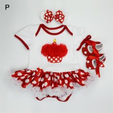 Bayi Gadis Bayi 3 Pcs Pakaian Set Baju Monyet + Headband + Shoes Natal Perapi Putri Tutu Baju Monyet Gaun/Jumpsuit Xmas BEBE Partai Birthday Costumes-Intl