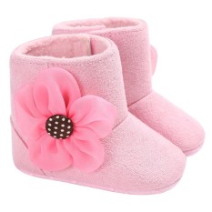 Bayi Bayi Balita Bunga Pola Lembut Bawah Musim Dingin Hangat Prewalkers Sepatu (Pink) -6-12 Bulan-Intl