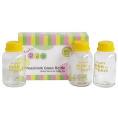 Baby Pax - Botol Kaca Asi - Isi 3 Pcs - Botol Untuk Menyimpan ASI Botol Kaca ASI BPA Free Botol Berpergian Botol Bagus Botol ASI Botol Kaca Murah Botol Susu - Alat Bantu Ibu Menyusui