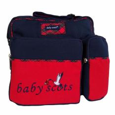 Baby Scots Embroidery Medium Bag ISMB015 Biru Merah - Tas Perlengkapan Bayi