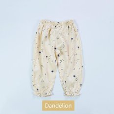 Baby Summer Thin Floral Anti-mosquito Pants Girl Home Cotton Linen Air Conditioning Pants - Dandelion