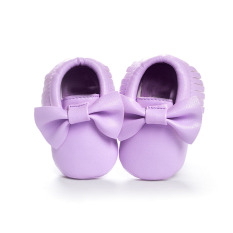 Bayi Balita Sepatu Butterfly Lembut Bawah Tassel Belajar untuk Langkah Sepatu PU Spring 0 Sampai 12 Bulan WMC7513 Ungu- INTL