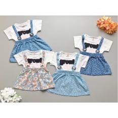 Babyfit Overall FLOWER JEANS Baju Kodok Setelan Rok Dress Bayi Anak Murah Impor Katun Halus