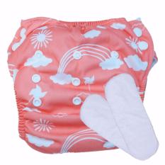 Babyland celana clodi bayi cuci ulang motif Dawn untuk bayi berat 8 sampai 20 kg dengan 2 penyerap ompol Microfiber 3 lapis