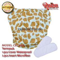Babyland celana clodi bayi cuci ulang motif Giraffe untuk bayi berat 8 sampai 20 kg dengan 2 penyerap ompol Microfiber 3 lapis