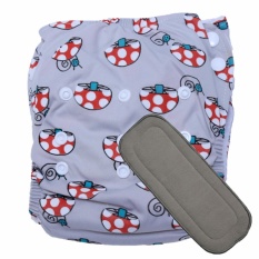 Babyland celana clodi bayi cuci ulang motif Mushroom untuk bayi berat 8 sampai 20 kg dengan 1 penyerap ompol Microfiber 3 lapis