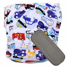 Babyland celana clodi bayi cuci ulang motif Vehicle untuk bayi berat 8 sampai 20 kg dengan 1 penyerap ompol Bamboo Charcoal 5 lapis