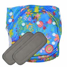 Babyland celana clodi bayi cuci ulang motif Wild Life untuk bayi berat 8 sampai 20 kg dengan 2 penyerap ompol Bamboo Charcoal 5 lapis