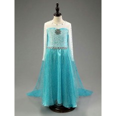 Baju dress kostum princess frozen elsa anak 6-7 tahun