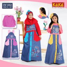 Baju Muslim Keke Gamis Overall Anak Katun OV 432 Cantik Lucu Branded Murah
