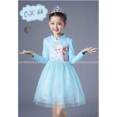 Baju Pesta Anak Perempuan OK 68 Dress Shanghai Tutu Frozen Elsa Biru