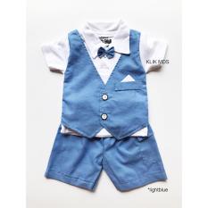 Baju Setelan Anak Lelaki Motif Polos Rompi dan Celana Classic Dengan Dasi Kupu-Kupu