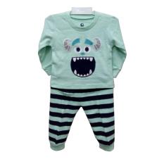 Baju tidur bayi laki laki Gracie motif monster salur hijau tosca Usia 3-6 Bulan (Size S)