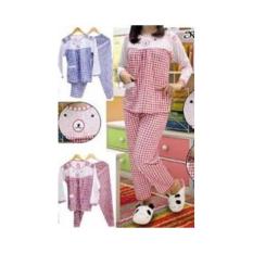 BAJU TIDUR MOUTHY- ATASAN TANGAN PANJANG + CELANA PANJANG- BAHAN KAOS