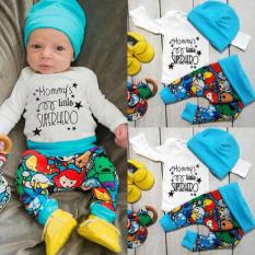 Bayi Yang Baru Lahir Anak Laki-laki Superhero T-Kemeja Celana Legging Topi 3 Pcs Pakaian Pakaian Set ibu-Internasional