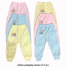 BAYIe - Celana Panjang Bayi Warna LILY isi 6 pcs umur 0-6 bulan/celana santai/celana rumah/anak laki-laki/anak perempuan