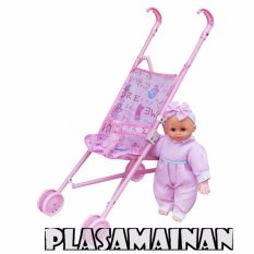 BB Mart Mainan Stroller boneka roda 4 Plus Boneka Pink - Stroller Boneka Mainan