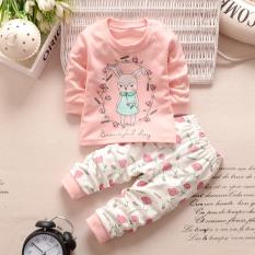 Fashion Bayi Perempuan Rabbit Bear Bunga Beautiful Day Here Pakaian Anak 2 Buah L Lengan Atas + Pants Pakaian Setelan Set-Internasional