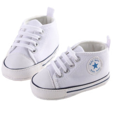 Anak Laki-laki dan Perempuan Kanvas Sneakers Sepatu Bayi Anak Renda Sepatu WMC241 Putih