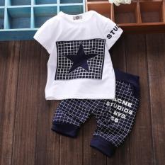 Set Baju Bayi Laki-Laki Motif Kotak-Kotak Untuk Musim Panas