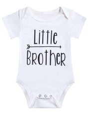 BOYS Lengan Pendek Round Little Brother & Big Brother Print T-shirt Snap Penutupan Romper 2 Pcs Cloth Set Spesifikasi: Adik Ukuran: Eighty-Intl