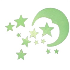Cartoon Moon Star Noctilucent Glow In The Dark Plastic Wall Sticker Kid Decal - intl