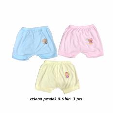 BAYIe - Celana Pendek Bayi Warna LILY isi 3 pcs umur 0-6 bulan/celana santai/celana rumah/anak laki-laki/anak perempuan