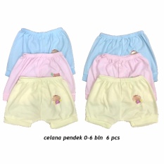 BAYIe - Celana Pendek Bayi Warna LILY isi 6 pcs umur 0-6 bulan/celana santai/celana rumah/anak laki-laki/anak perempuan