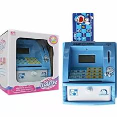 Celengan Atm Mini Mesin Hitung Saldo Uang Kertas Dan Koin - Biru
