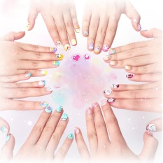 Children DIY Nail Art Kit Nail Patch Sticker Set Press-on Kuku Dekoratif Mainan Bandung Photo: “Perempuan -Intl