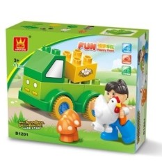 Anak DIY Mainan Plastik Bangunan Bata Mobil Kartun Gambar Toybricks untuk Anak Laki-laki dan Perempuan Acak Warna-Internasional