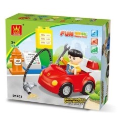 Anak DIY Mainan Plastik Bangunan Bata Mobil Kartun Gambar Toybricks untuk Anak Laki-laki dan Perempuan Acak Warna-Internasional